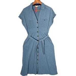 Boden 100% Cotton Blue Midi Shirt Dress Casual Simple US 6P